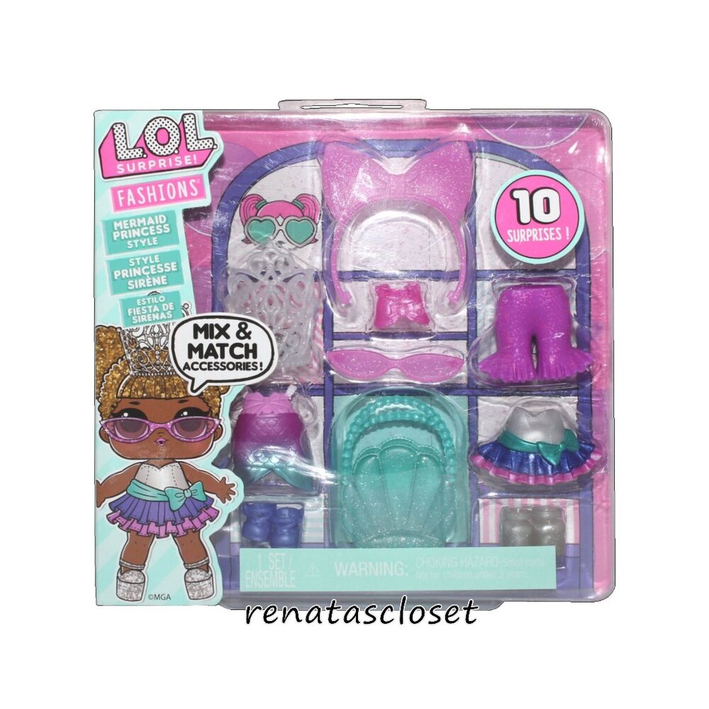 L.O.L Surprise! 10-pc Mix & Match Accessories Set - Mermaid Princess Style NWT/N